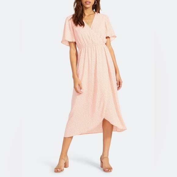 Steve Madden Peach Floral Midi Dress - Picture 2 of 9